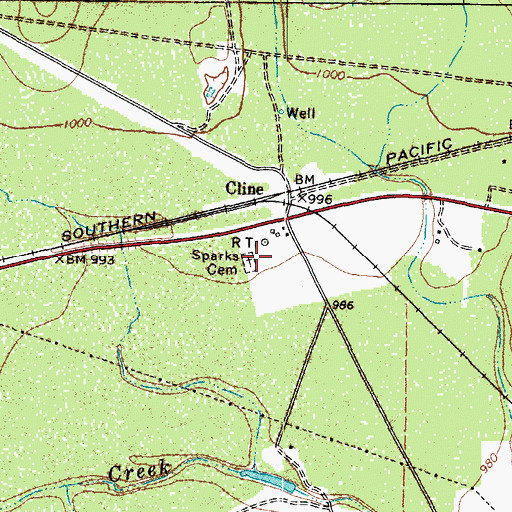 Topographic Map of Sparks Cemetery, TX