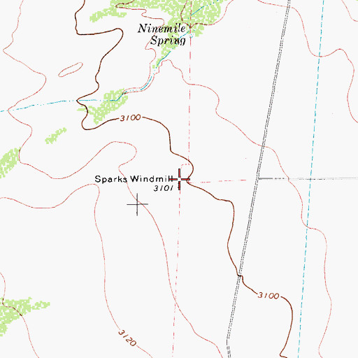 Topographic Map of Sparks Windmill, TX