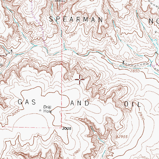 Topographic Map of Spearman North Gas and Oil Field, TX