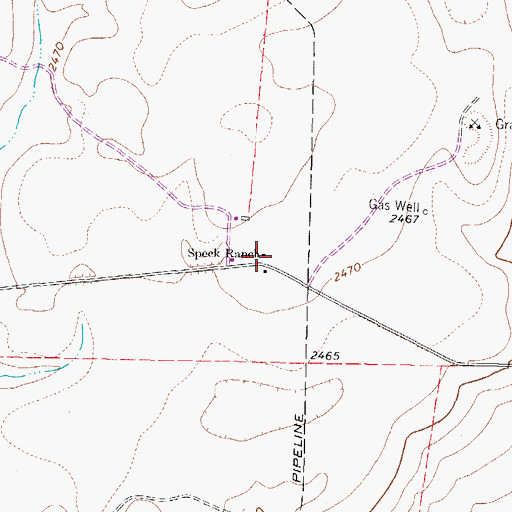 Topographic Map of Speck Ranch, TX