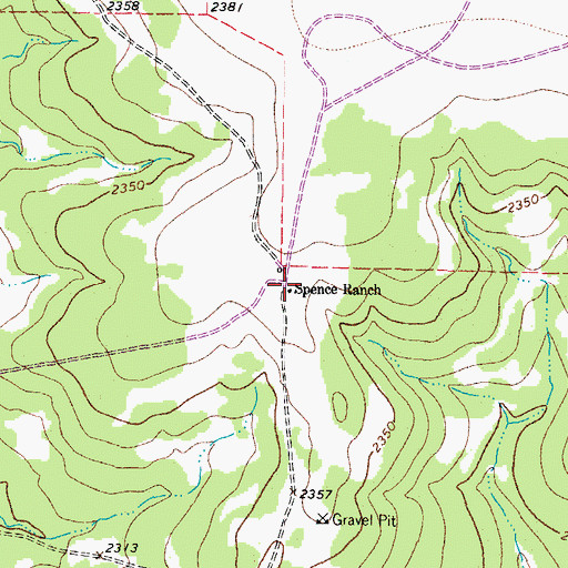 Topographic Map of Spence Ranch, TX