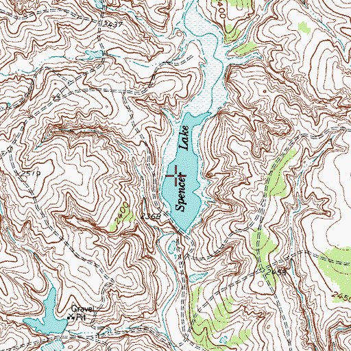 Topographic Map of Spencer Lake, TX