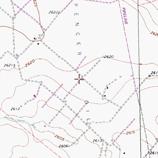 Topographic Map of Spencer Oil Field, TX