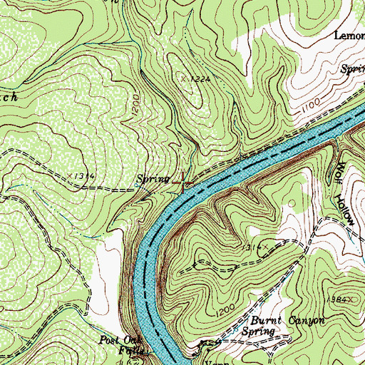 Topographic Map of Spicewood Creek, TX