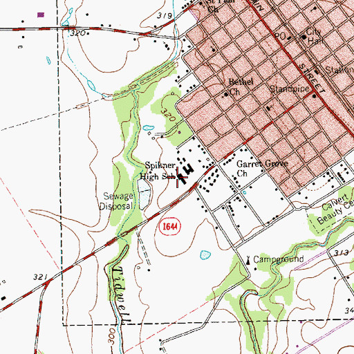 Topographic Map of Spikner High School, TX