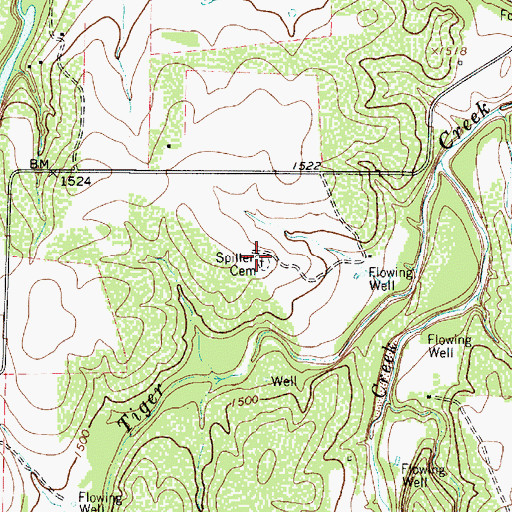 Topographic Map of Spiller Cemetery, TX