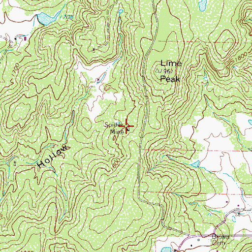 Topographic Map of Spiller Mine, TX