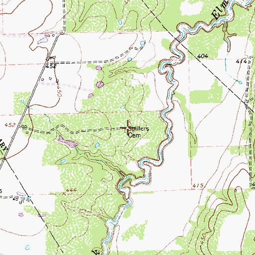 Topographic Map of Spillers Cemetery, TX
