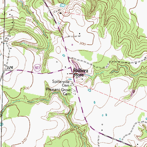 Topographic Map of Spillers Store, TX