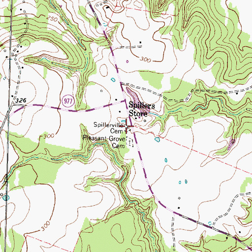 Topographic Map of Spillerville Cemetery, TX