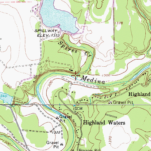 Topographic Map of Spires Creek, TX
