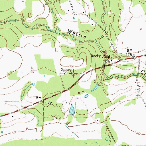 Topographic Map of Spivey Cemetery, TX