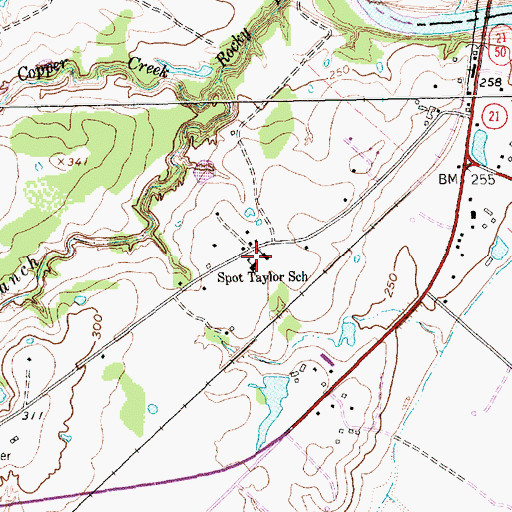 Topographic Map of Spot Taylor School, TX
