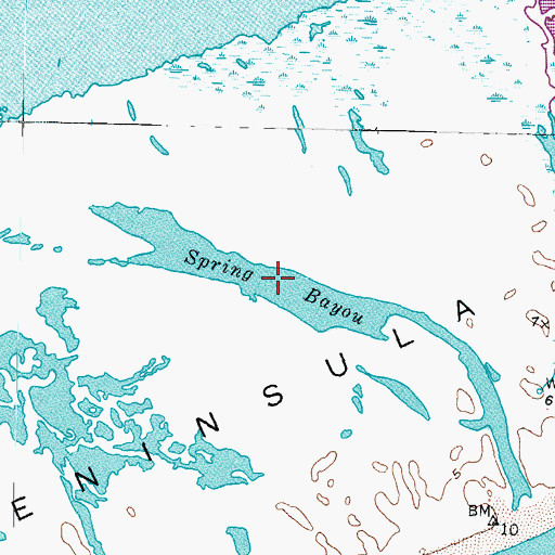 Topographic Map of Spring Bayou, TX