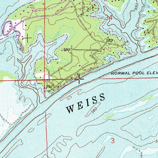 Topographic Map of Fort Armstrong Ferry (historical), AL
