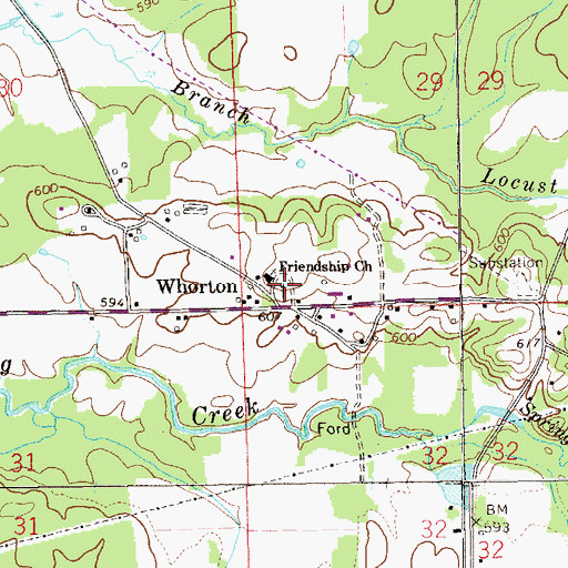 Topographic Map of Friendship Cemetery, AL