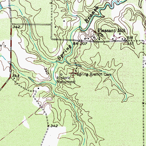 Topographic Map of Spring Branch Cemetery, TX