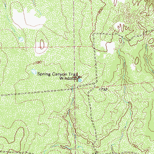 Topographic Map of Spring Canyon Trap Windmill, TX