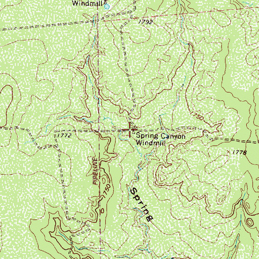 Topographic Map of Spring Canyon Windmill, TX