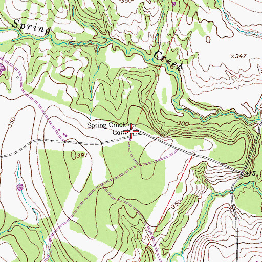 Topographic Map of Spring Creek Cemetery, TX