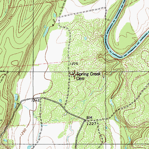 Topographic Map of Spring Creek Cemetery, TX