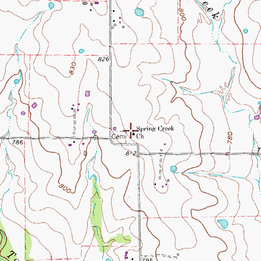 Topographic Map of Spring Creek Church, TX