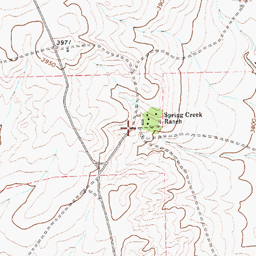 Topographic Map of Spring Creek Ranch, TX