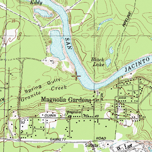 Topographic Map of Spring Gully, TX