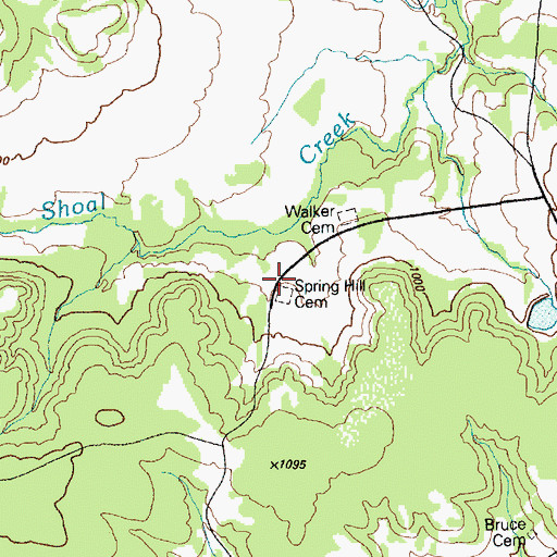 Topographic Map of Spring Hill Cemetery, TX