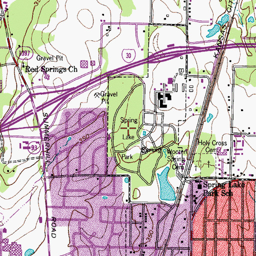 Topographic Map of Spring Lake Park, TX