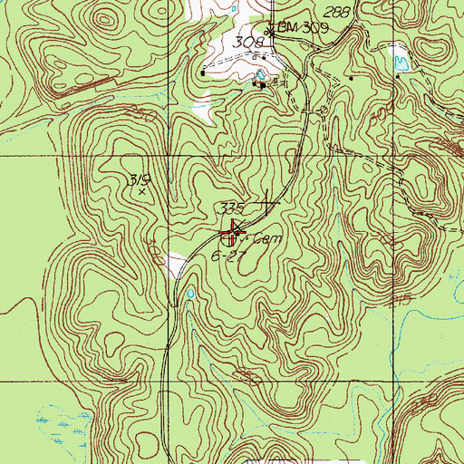 Topographic Map of Spring Ridge Cemetery, TX