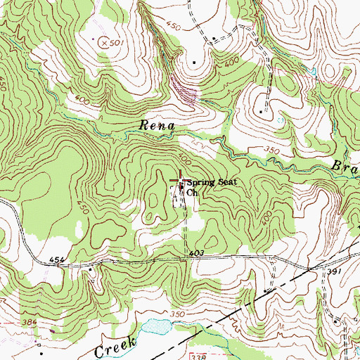 Topographic Map of Spring Seat Church, TX
