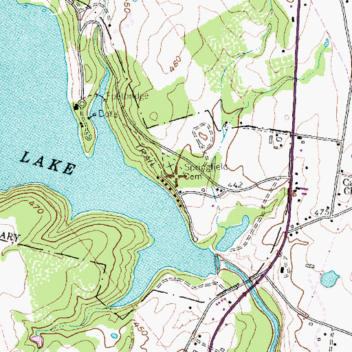 Topographic Map of Springfield Cemetery, TX