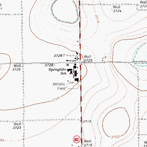 Topographic Map of Springlake - Earth High School, TX