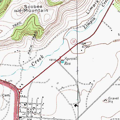 Topographic Map of Sproul Reservoir, TX