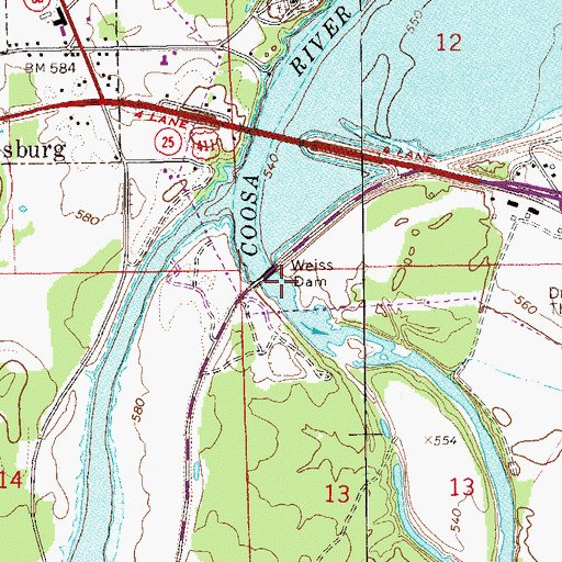 Topographic Map of Hamptons Ferry (historical), AL