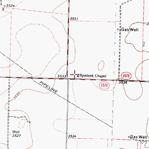 Topographic Map of Spurlock Chapel, TX