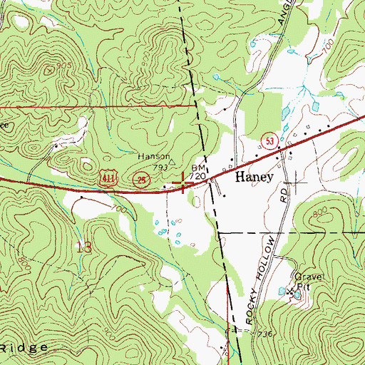Topographic Map of Hanson, AL
