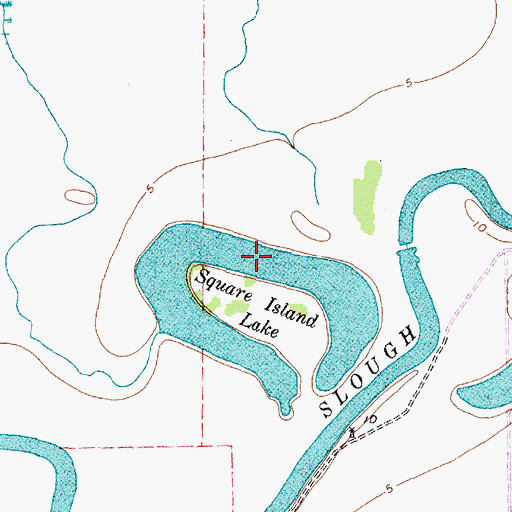 Topographic Map of Square Island Lake, TX