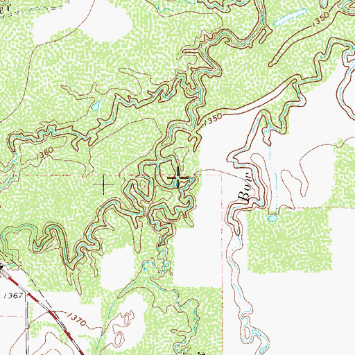 Topographic Map of Squaw Creek, TX