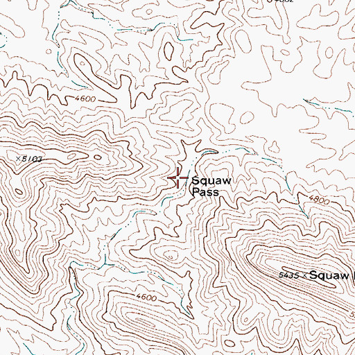 Topographic Map of Squaw Pass, TX
