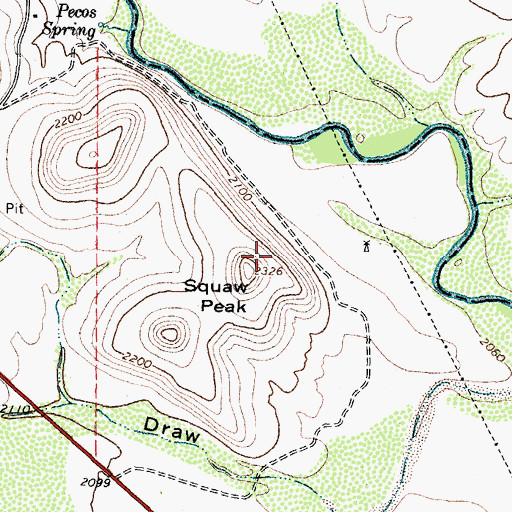 Topographic Map of Squaw Peak, TX