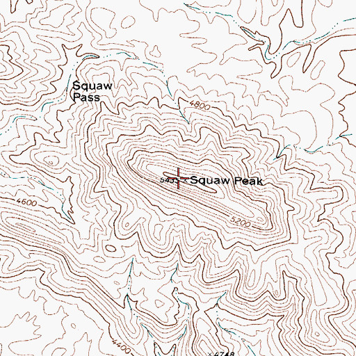 Topographic Map of Squaw Peak, TX