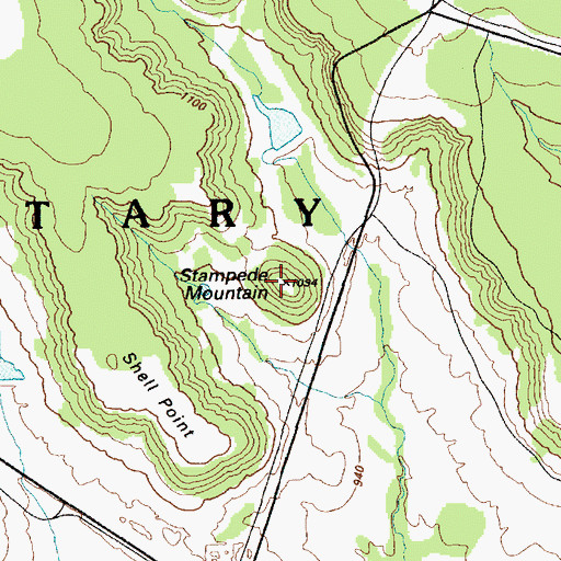 Topographic Map of Stampede Mountan, TX