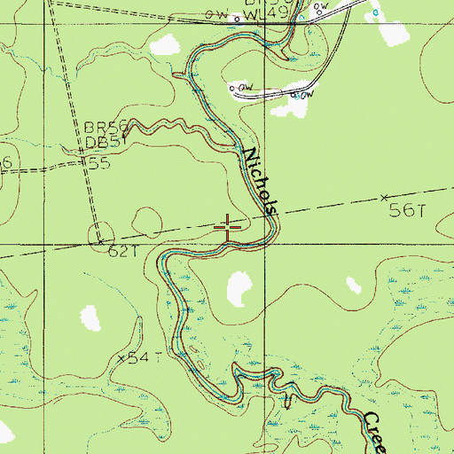 Topographic Map of Stamps Branch, TX