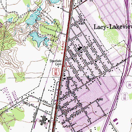 Topographic Map of Stanfield Cemetery, TX