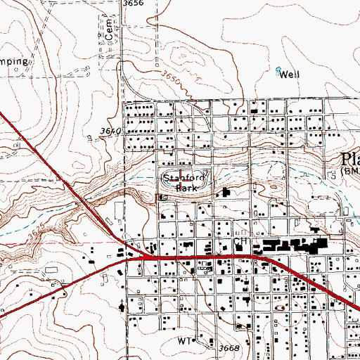 Topographic Map of Stanford Park, TX
