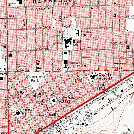 Topographic Map of Stanton Junior High School, TX