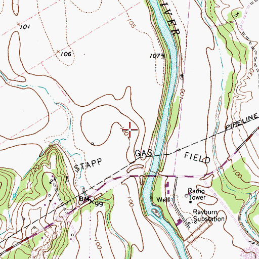 Topographic Map of Stapp Gas Field, TX