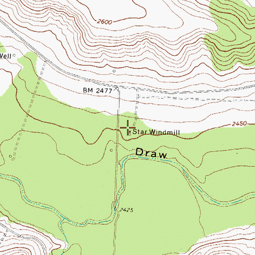 Topographic Map of Star Windmill, TX